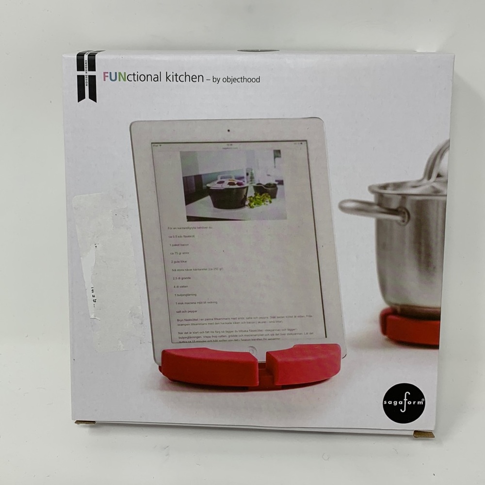 Cook’n Read NIB Red Silicone Trivet and Tablet iPad Holder